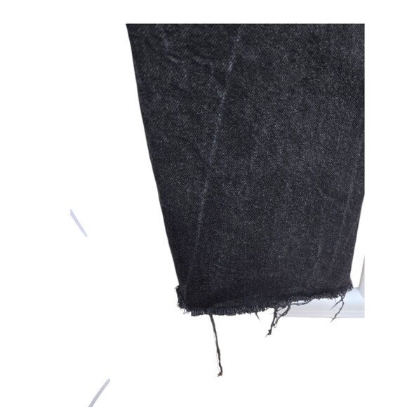 Zara Jeans Black Flare Leg Denim Zip Pants Raw Hem Women's Size 2 - Picture 7 of 8